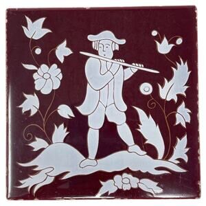 Gladding McBean Co Hermosa Tile 6 inch Man with Flute‎ Arts Crafts USA